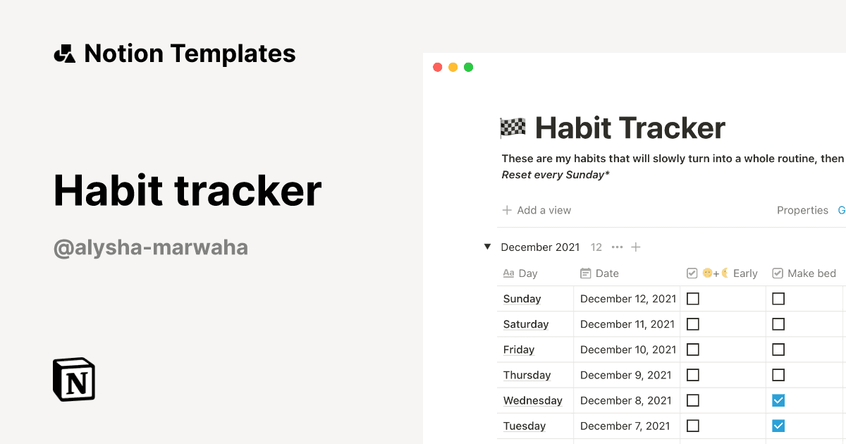 Habit Tracker Notion Template