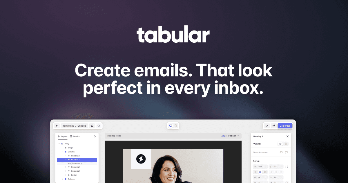 Tabular Email Builder