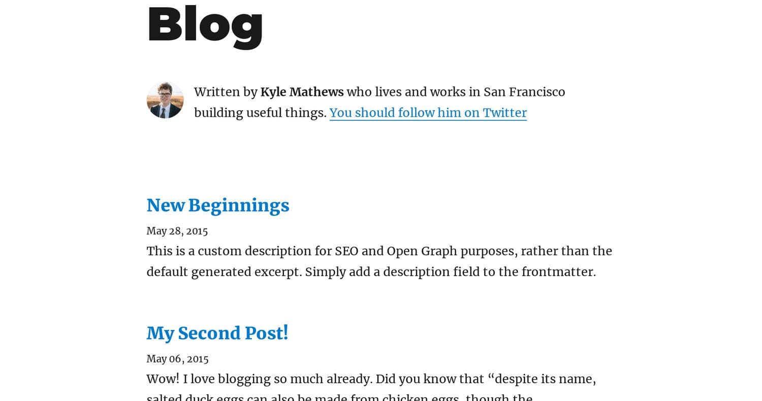 Gatsby Starter Blog